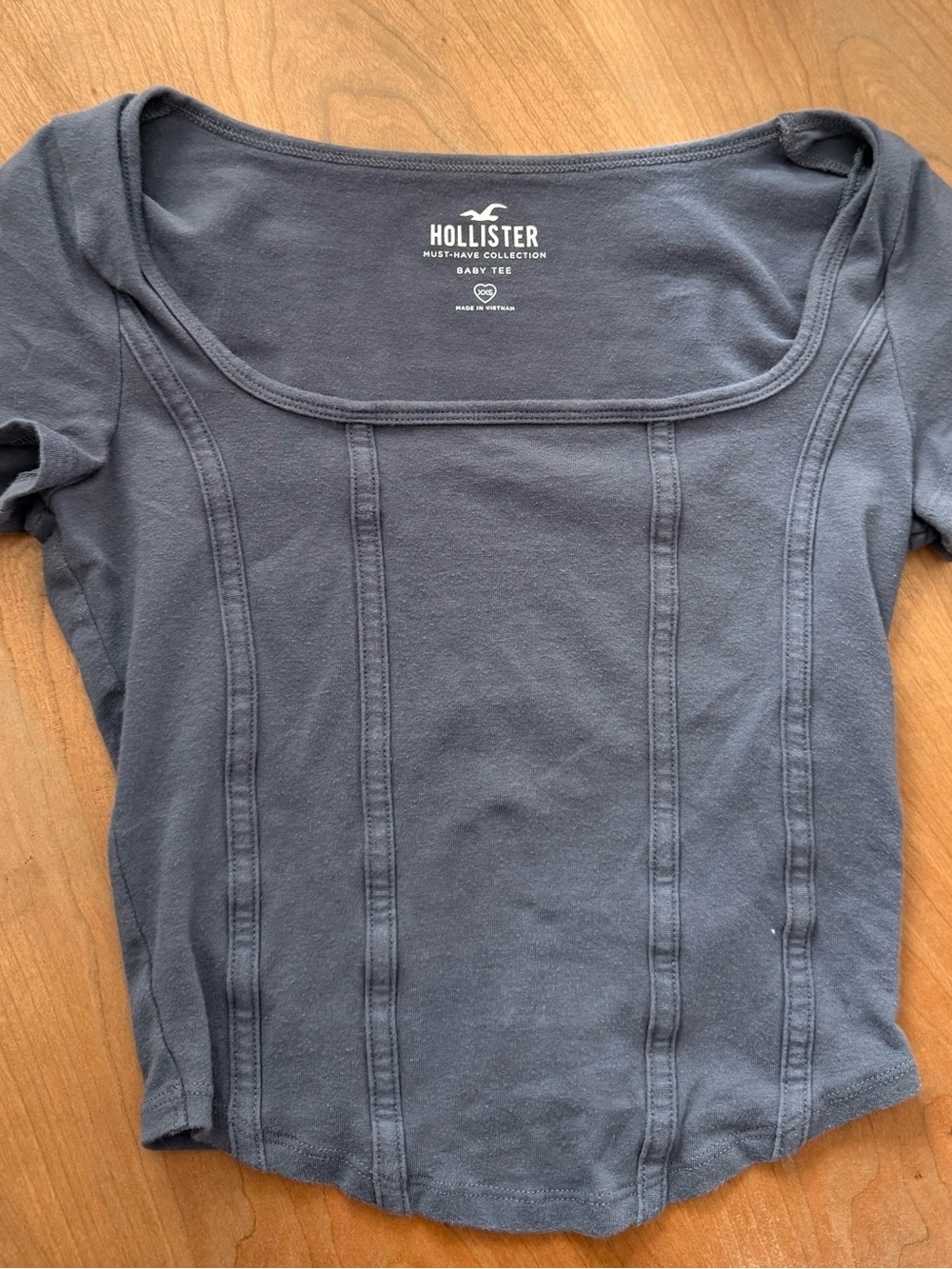 Hollister Square Neck Short Sleeve Tee - Charcoal